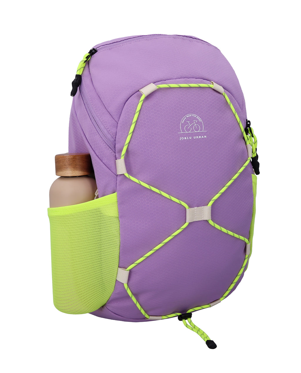 Rucksack von Jo&Lu mit Flasche in der Außentasche